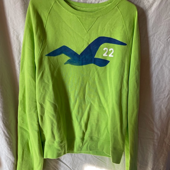 Hollister Lime Green Sweatshirt with Blue Logo - Picture 1 of 3